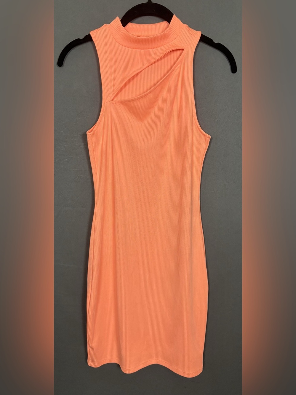 H&M | Women’s Ribbed Cutout Mini Dress | Bright Coral | Size Small